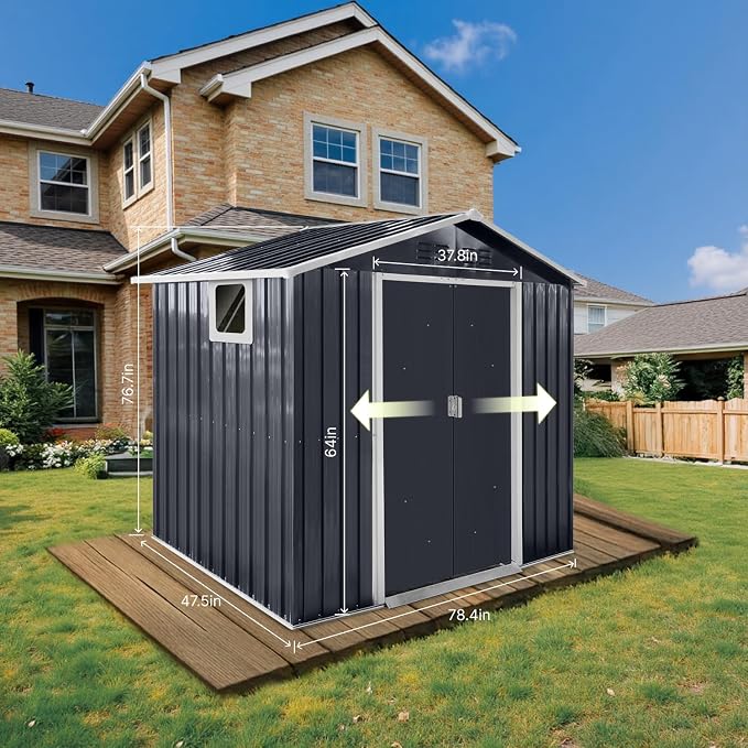 7x4.3 Ft Outdoor Storage Shed, Heavy-Duty Metal Shed - Image 8