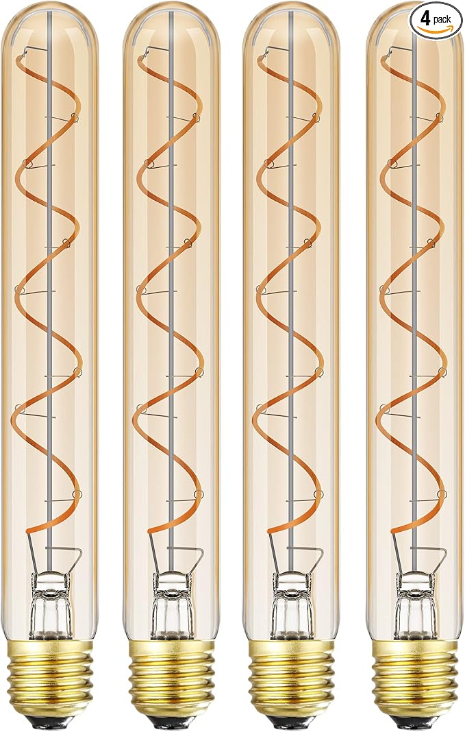 Vintage LED Spiral Filament Bulb T10, 8.9inch Long Tubular Dimmable Edison by LEOOLS