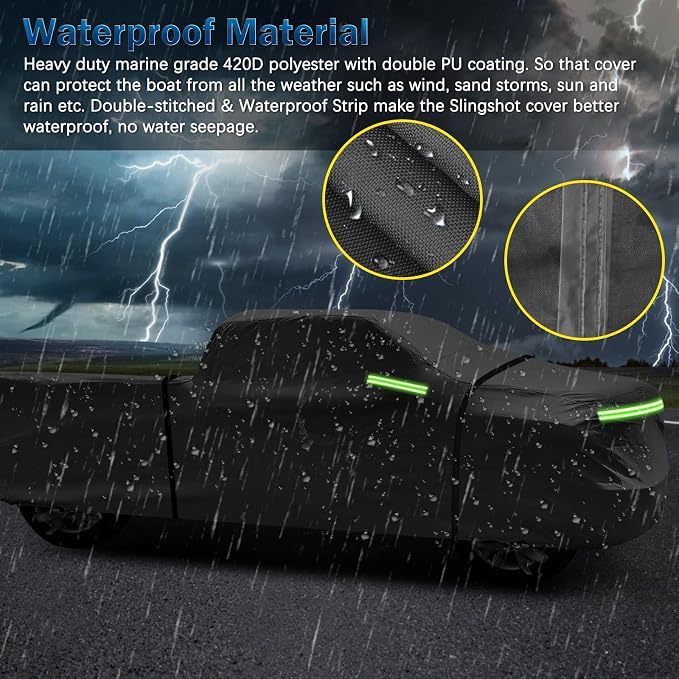 Truck Cover for Chevy Silverado Crew Cab Long Bed 8.3ft Heavy Duty Waterproof - Image 4