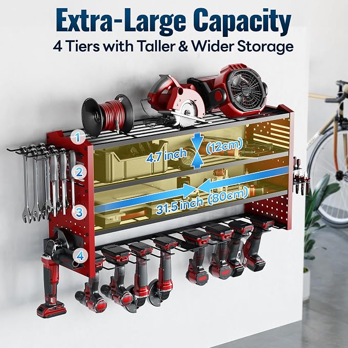 Tomorotec Wall-Mounted Power Tool Storage Rack - Image 2