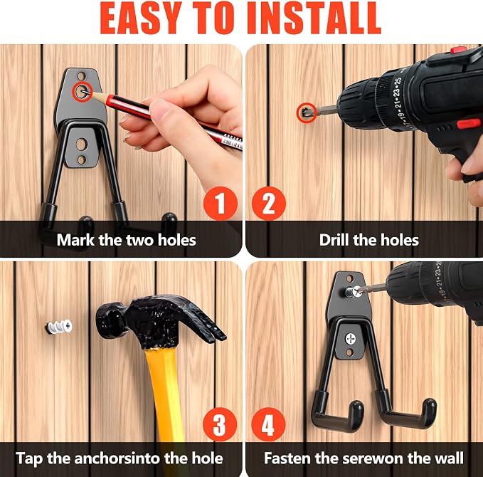 2 Pack Garage Hooks with Anti-Slip Coating Heavy Duty Wall Mount Hooks - Image 4
