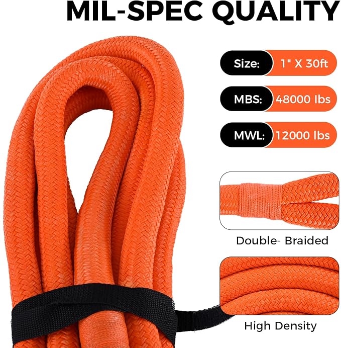 Kinetic Recovery Tow Rope, 48000LBS Snatch Strap - Image 4