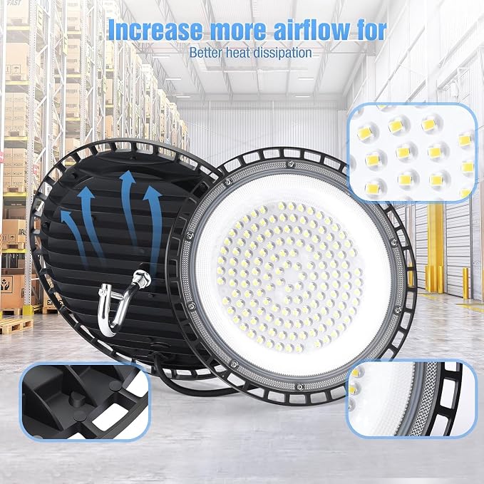 12 Pack 240W UFO LED High Bay Lights, 120VAC IP66 Waterproof, 40000LM 5000K - Image 3