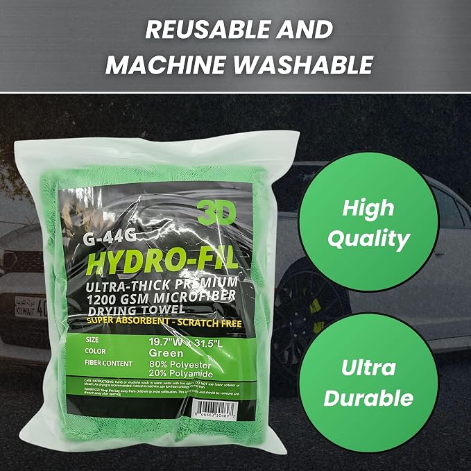 3D Hydro-FIL XL | Professional Grade Microfiber Towel | Extra Large 20” x 31.5” - Image 6
