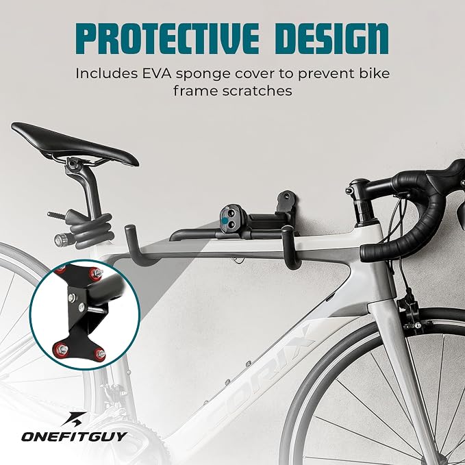 Bike Wall Mount, 2 Pack Bike Hanger, Foldable Bicycle Storage Horizontal Rack - Image 3