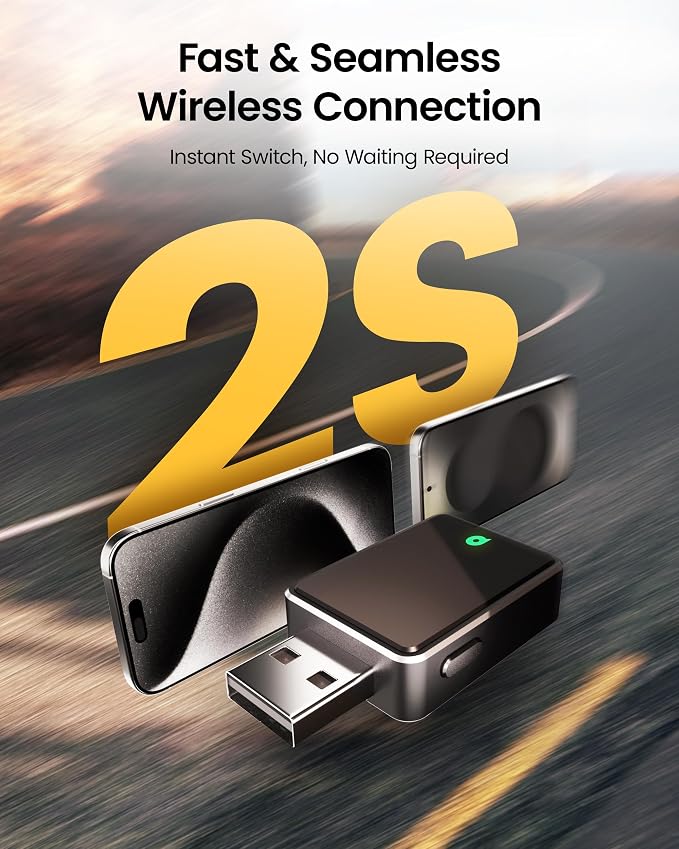 Wireless CarPlay Adapter, One Click Multi Device Switching Seamless Connection - Image 4