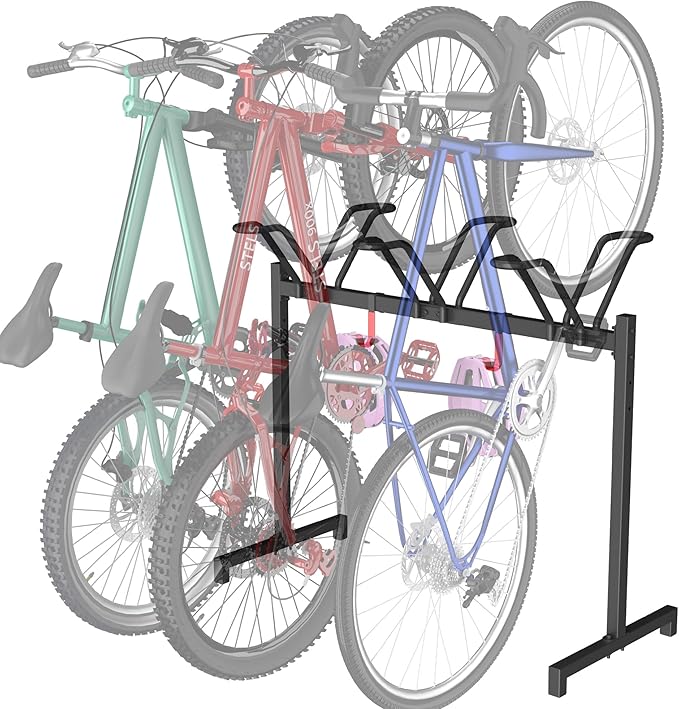 3 Bikes Floor Stand, Adjustable Bicycle Parking Rack by Sttoraboks