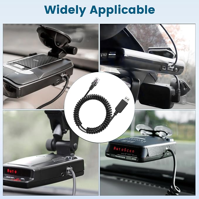 Radar Detector Cable, USB 2.0 to RJ11 Plug Cable 5V-12V Power Cord, Compatible - Image 5