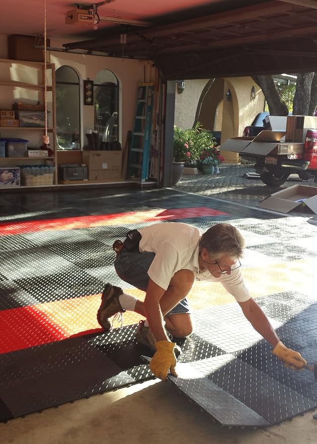 Big Floors RaceDeck Diamond Plate Design, Durable Interlocking Modular Garage - Image 2