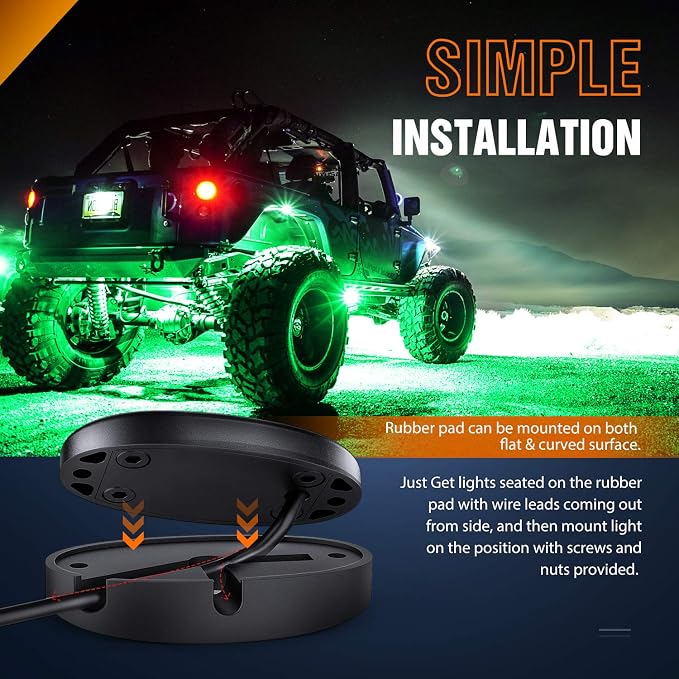 Nilight LED Rock Light 6PCS Green Pods - Image 6