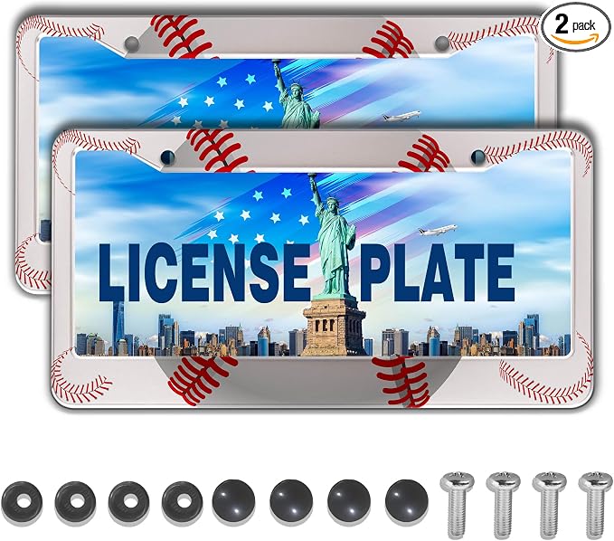 License Plate Frames for Men Red and White License Plate Cover for Women by Unknown