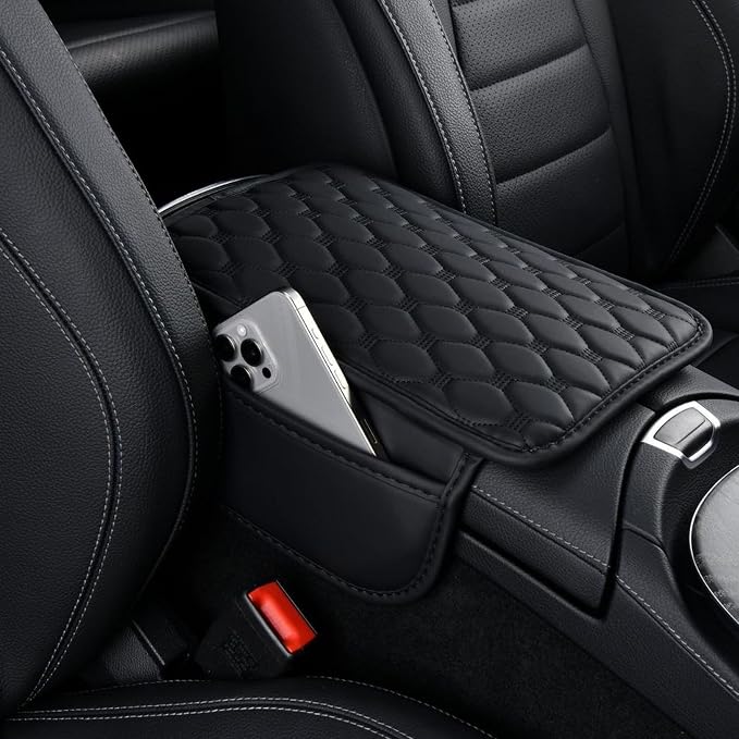 Car Center Console Cover, Leather Car Armrest Cover Cushion by SAMGCHI