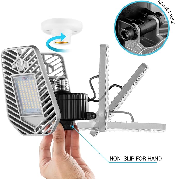 LED Garage Lights, Deformable LED Garage Ceiling Lights 9000 Lumens, 82W CRI 80 - Image 2