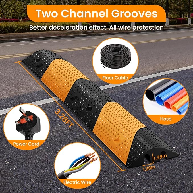 Rubber Speed Bumps for Road, 78.7'' Total Long, 66000 LBS Load Capacity - Image 3