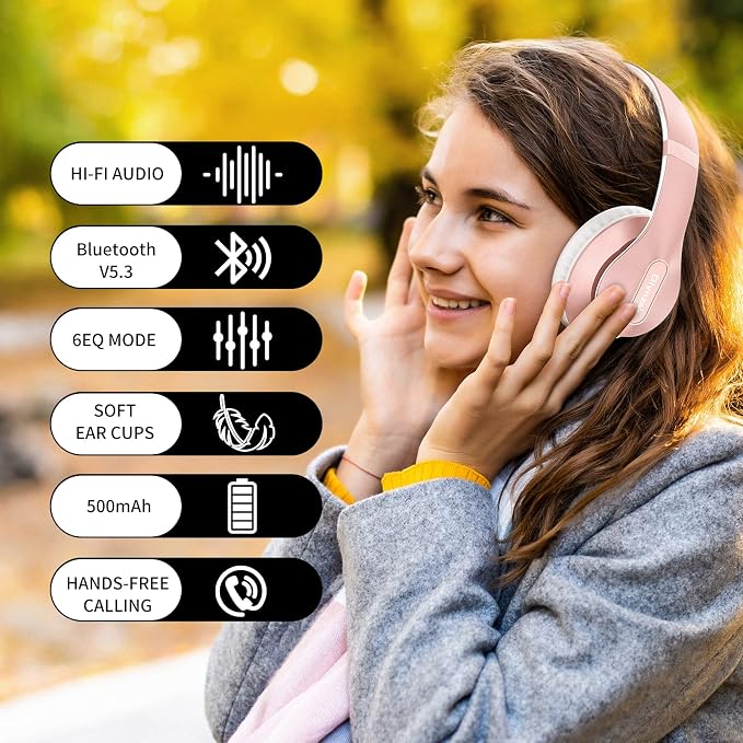 Wireless Bluetooth Headphones Over Ear 65H Playtime HiFi Stereo Headset - Image 6