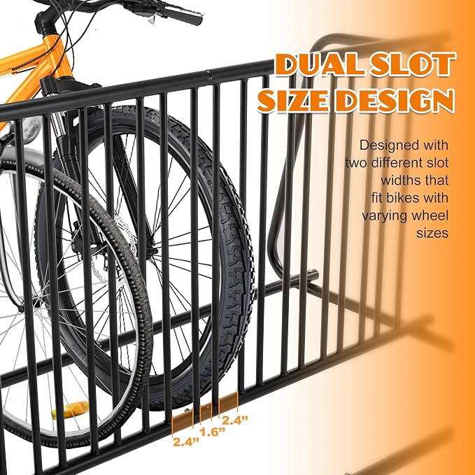 10-Bike Floor Bike Rack, 60” Dual-Sided Freestanding Steel Bike Stand - Image 3