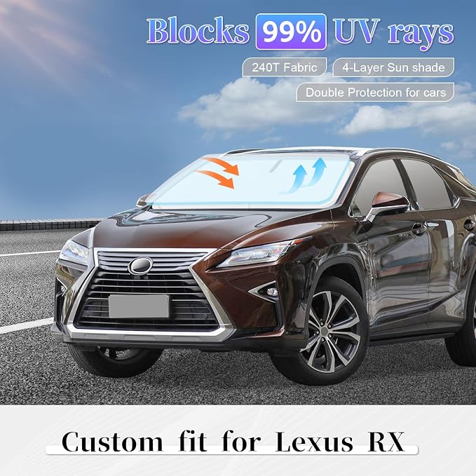Sun Shade Sunshade for Lexus RX 2016-2022 Windshield Cover, 4-Layer Front - Image 2