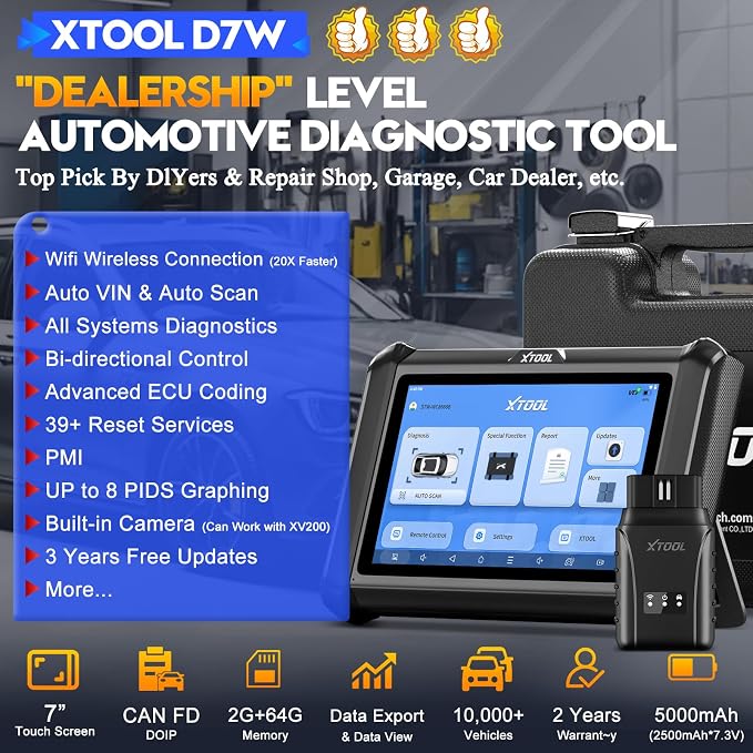 XTOOL D7W Wireless OBD2 Scanner Diagnostic Tool 2025 Upgraded Ver. of D7 - Image 2