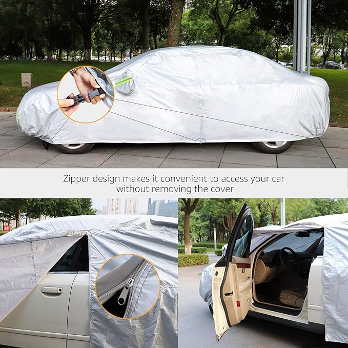 Amazon Basics Silver Weatherproof Car Cover - Image 5