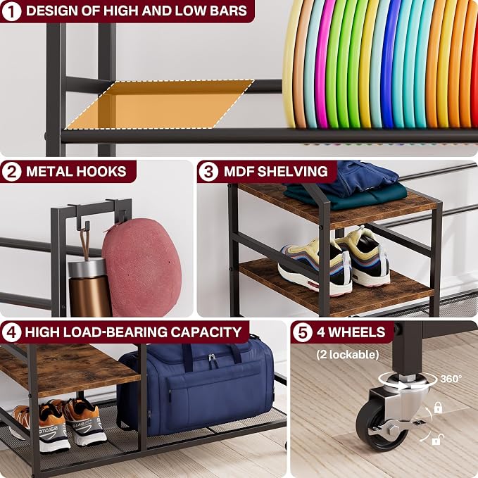 Portin 5 Tier Disc Golf Storage Rack, Disc Station Organizer - Image 4