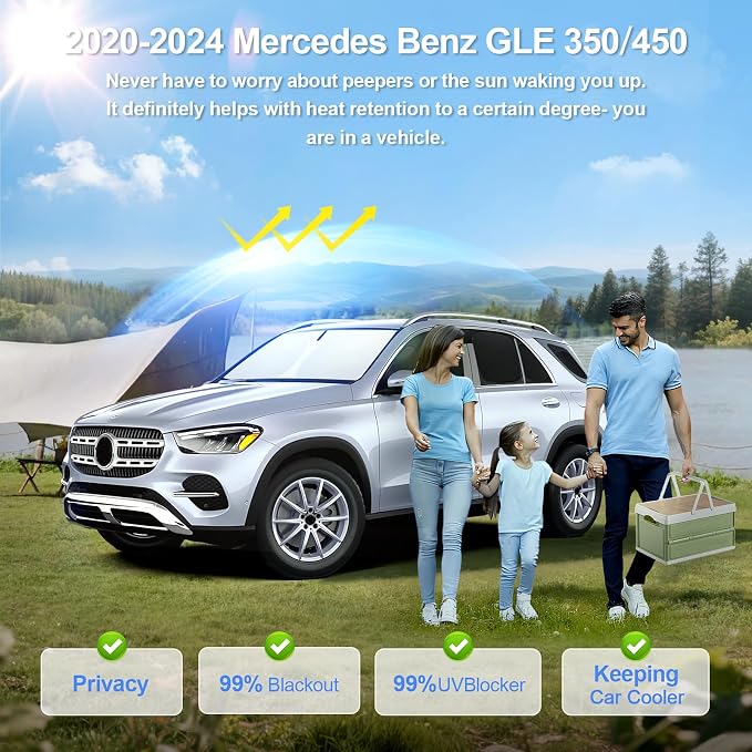 10pcs Car Window Shades for Mercedes Benz GLE 350 450 2020-2024, Windshield - Image 2