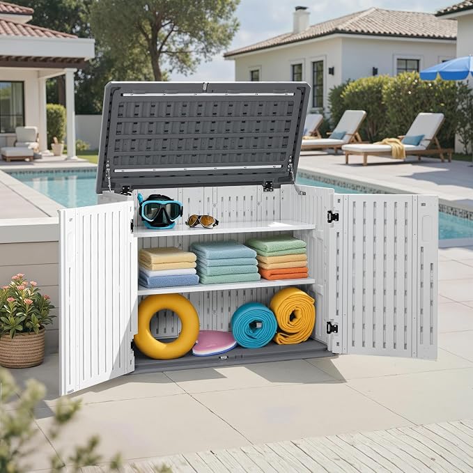Macrout 25 Cu.Ft Small Plastic Outdoor Storage Cabinet - Image 2