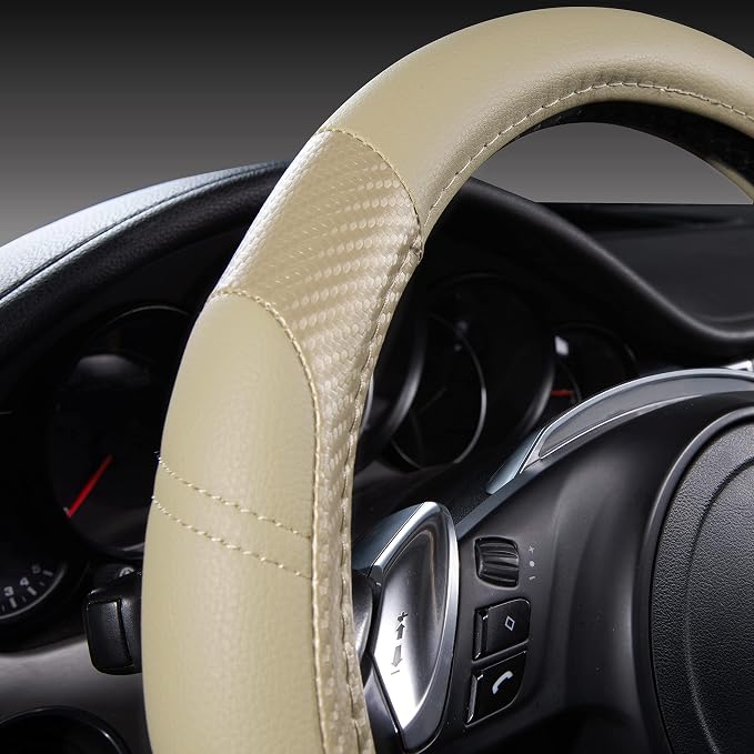 CAR PASS Line Rider Microfiber Leather Sporty Steering Wheel Cover Universal - Image 3
