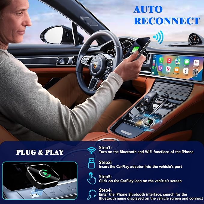 Wireless CarPlay Adapter for iPhone, 2025 Upgraded Wired to Wireless for Apple - Image 5