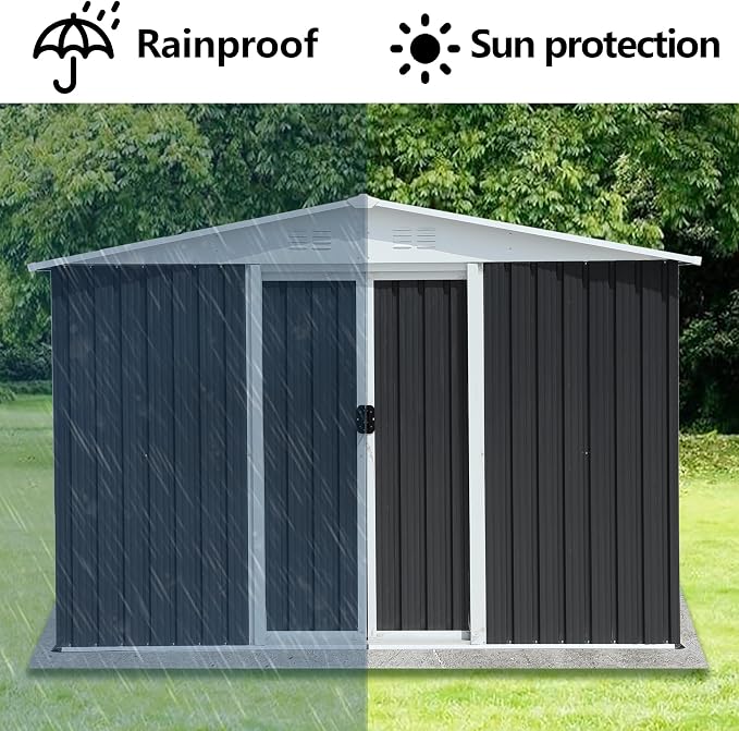 8x6 FT Outdoor Metal Storage Shed - Image 5
