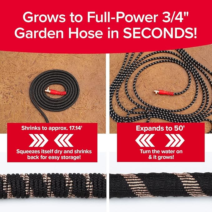 Pocket Hose Copper Head w/New Pocket Pivot Expandable Garden Hose 50 FT - Image 2