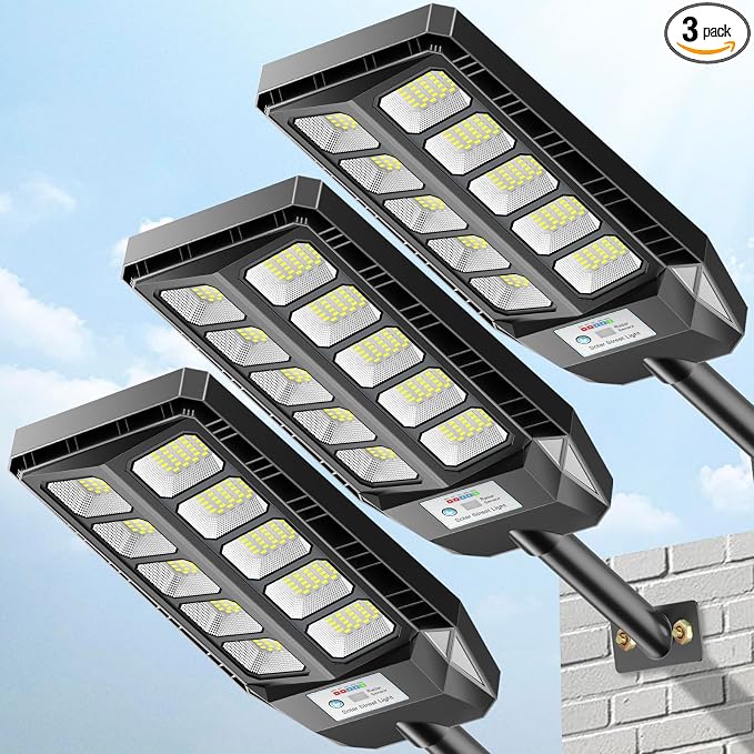 Solar Street Lights Outdoor for Outside, IP66 Waterproof Street Lights Outdoor by DEEPN