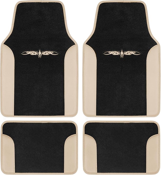 BDK carXS Fresh Two-Tone Carpet Floor Mats, Tribal Tattoo Design by BDK