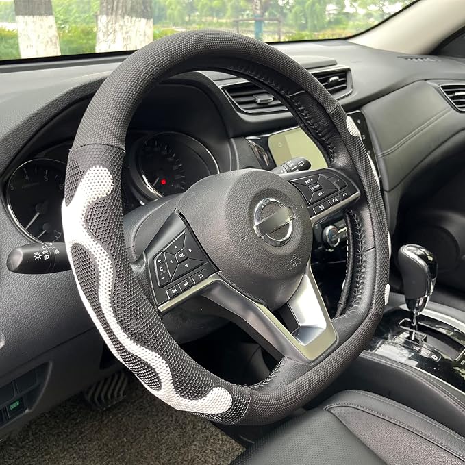 PINCTROT D Shaped Comfy Grip Steering Wheel Cover, Anti-Slip Design, Flat by PINCTROT
