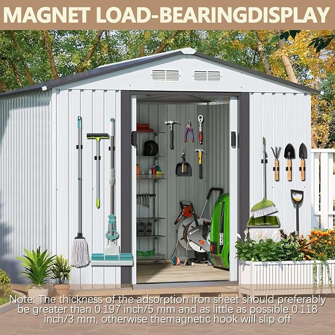 3-H Magnetic Broom Holder with Strong Magnetic Hook 8 Pack, Broom Holder Wall - Image 4
