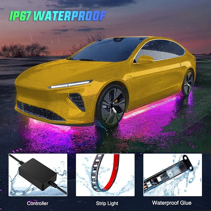 Nilight 4Pcs Car Underglow Neon Accent Strip Lights 256 LEDs RGB Multi Color - Image 7