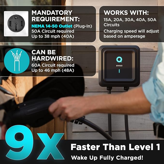 EVIQO Level 2 EV Charger – 48 Amp 240V – Wall EV Charger Level 2, NEMA 14-50 - Image 3