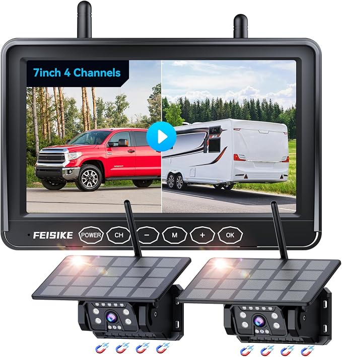 Dual Magnetic Solar Wireless Backup Camera by FEISIKE