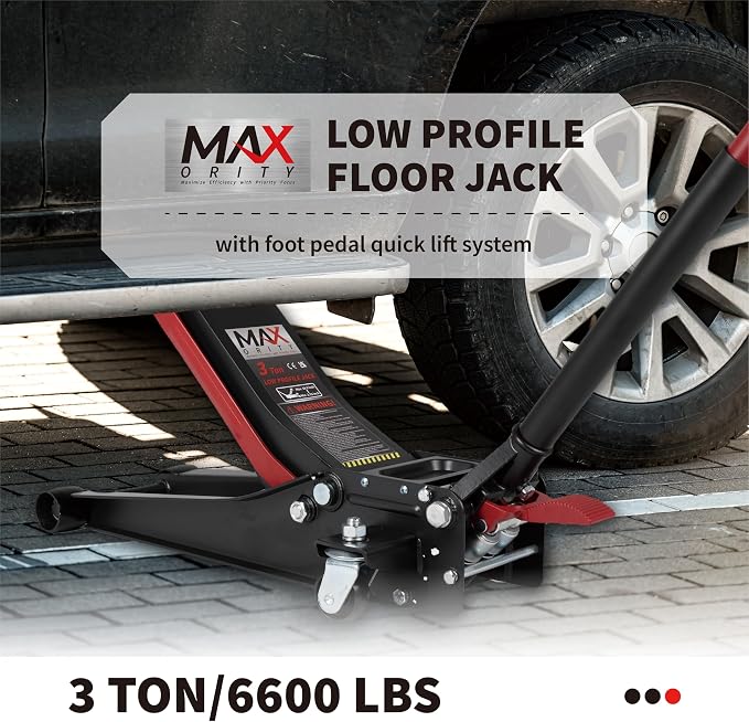 3-Ton Low-Profile Dual Pistons Heavy-Duty Steel Racing Floor Jack - Image 2