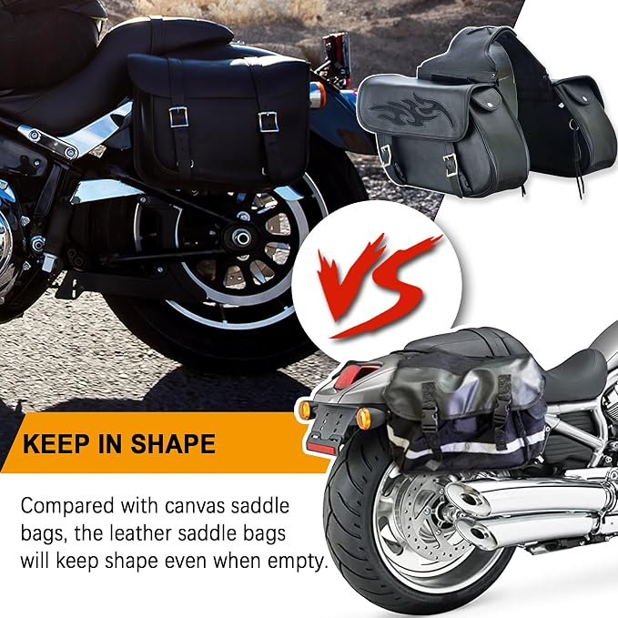 Dream Apparel Naked Cowhide Leather Motorcycle Saddle Bags Throw Over Saddlebags - Image 6
