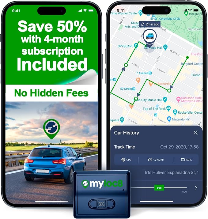 GPS Tracker for Vehicles with Magnet– 4G LTE Real-Time Location Device with App by MyLoc8