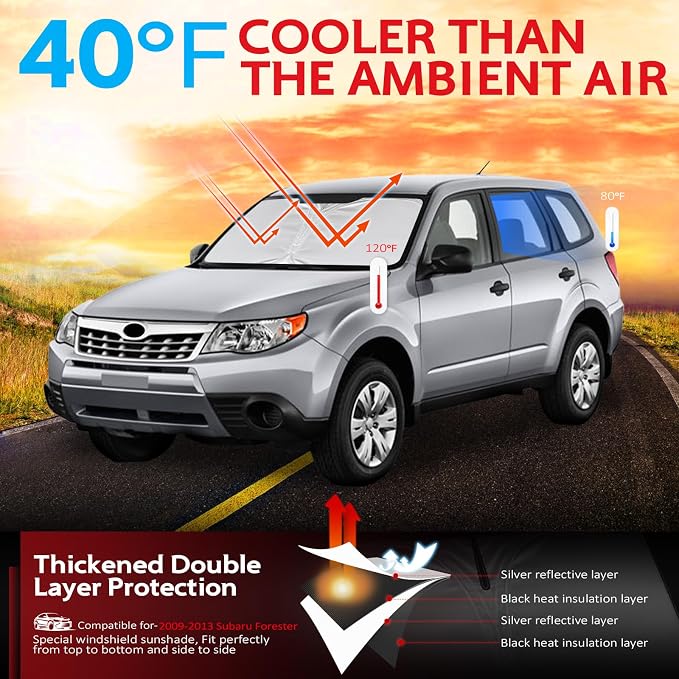 KAYZT Windshield Sun Shade for 2009-2013 Su-baru Forester Foldable Sunshade - Image 2