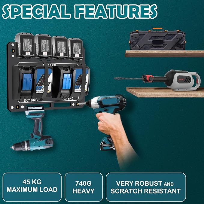 Charger Mount for Makita DC18RC, DC18RD Charger, Wall Mount for Makita 4X - Image 7