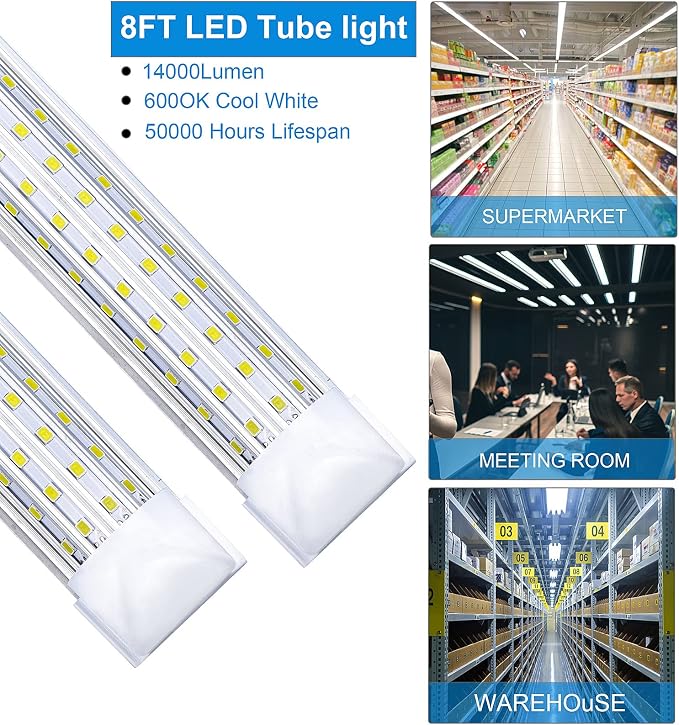 6 Pack, LED Shop Light, 4FT 72W 7500LM 5000K, Daylight White, U Shape, Hight - Image 3