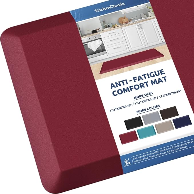 KitchenClouds Kitchen Mat Cushioned Anti Fatigue Kitchen Rug 0.8inch Waterproof by KitchenClouds