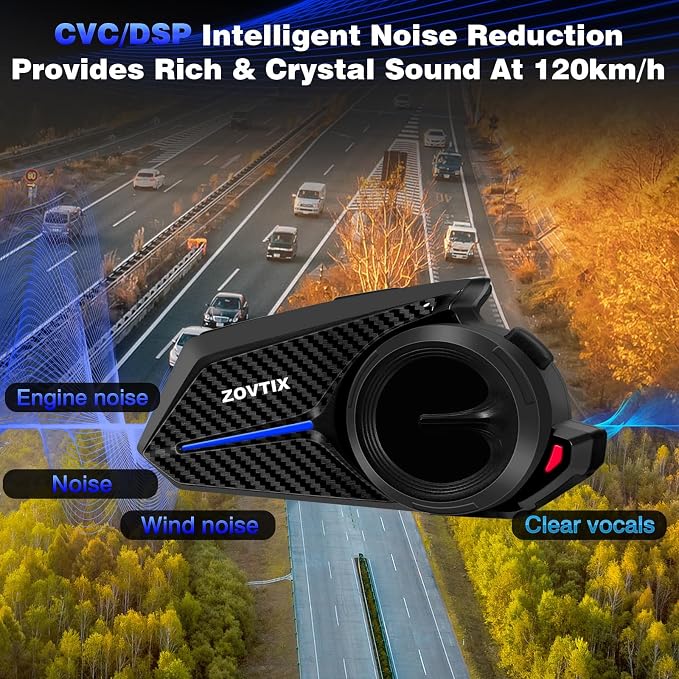 Motorcycle Helmet Headset Support 8 Riders Group Intercom Communication System - Image 4