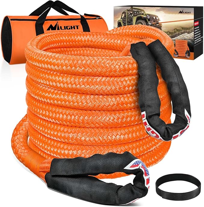 Nilight Kinetic Recovery Rope 33000 LBS 1" x 30ft Snatch Strap Heavy Duty by Nilight