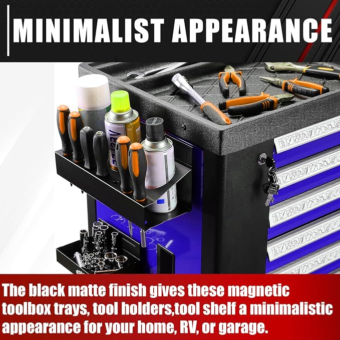 C&T 4-Piece Magnetic Toolbox Shelf, Tray and Holder Set, Magnetic Toolbox Tray - Image 5