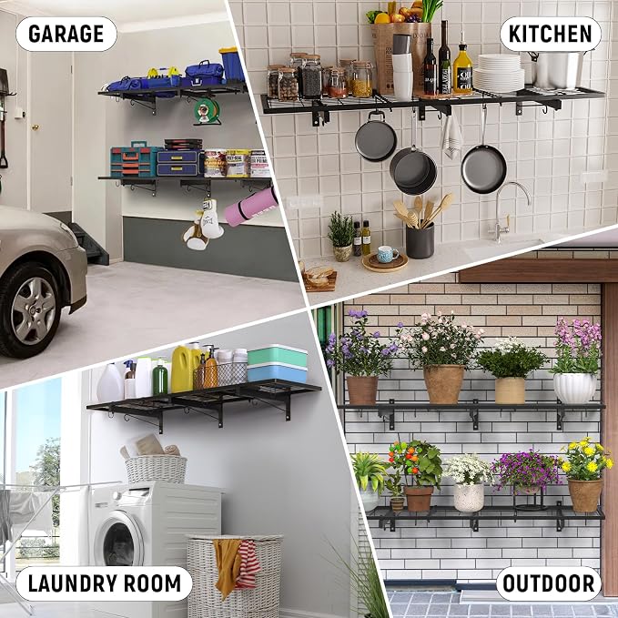 2 Pack Garage Wall Shelves, Heavy Duty Wall Shelf Organizer - Image 8