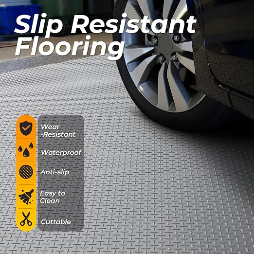 7.8 x 22 FT Garage Floor Mat, 2.8mm Thickness Diamond Plate Vinyl Garage - Image 3