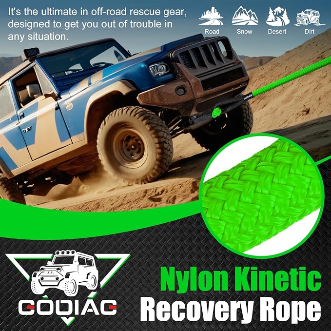 GODIAG 1"×30ft Kinetic Recovery Tow Rope Heavy Duty Energy Rope - Image 7